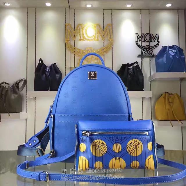 MCM女包 原單 經典款 MCM子母包 前面袋子可拆卸 Cosmo圖案 MCM女雙肩背包  mdmc1017